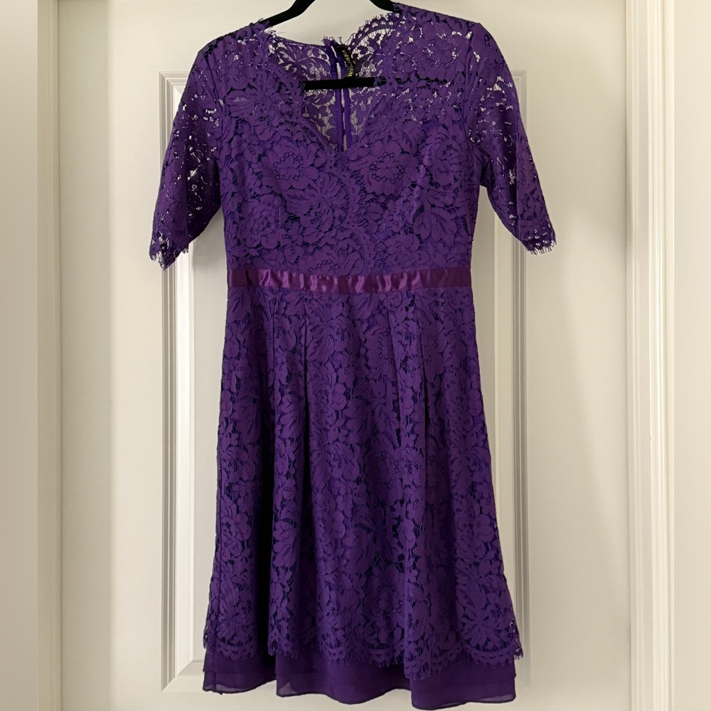 NWOT Lace Romantic V Neck Purple Dress